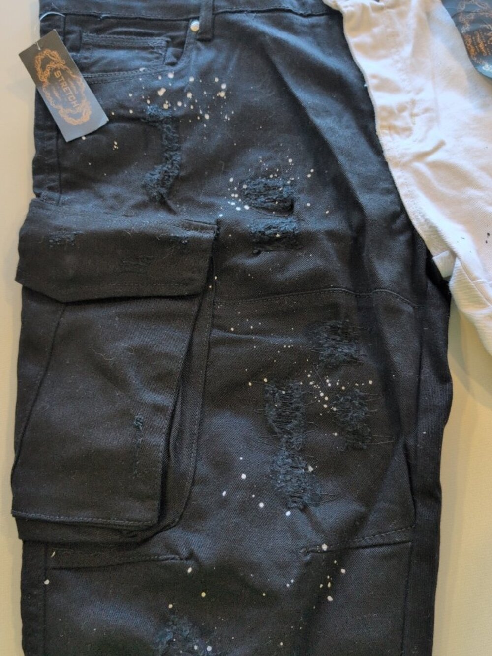 FWRD Denim Shorts Men's Sz 40 Black White Ripped Distressed Grunge Cargo NWT - Picture 13 of 16